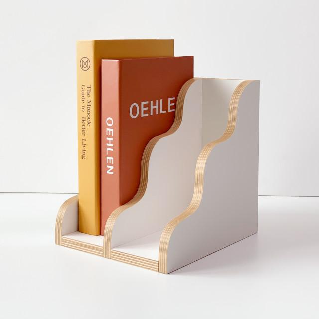 double wave bookcase - white (자작나무 원목 2단 북케이스 책꽂이 선반 수납함)