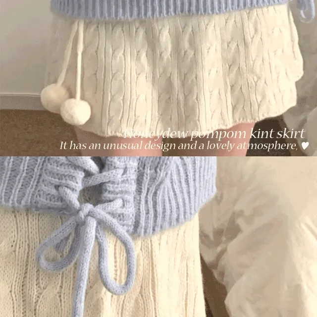 *당일출고* 리본방울Point🤍 Honeydew pompom miniskirt🍈