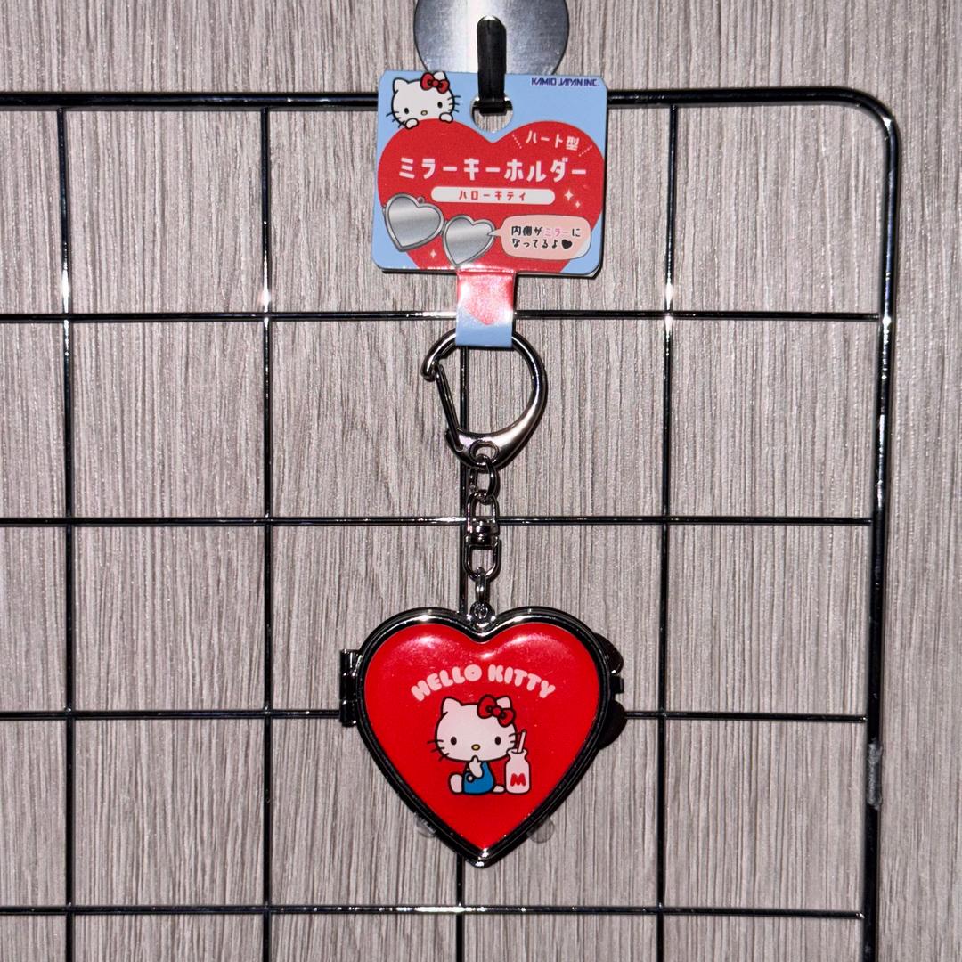 [망키야] 헬로키티 레트 하트 미러 키홀더