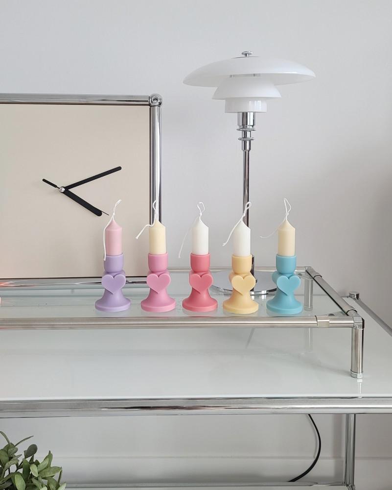 하트촛대 디자인 캔들 / 인테리어 오브제 테이퍼 캔들 / 무료 선물 포장