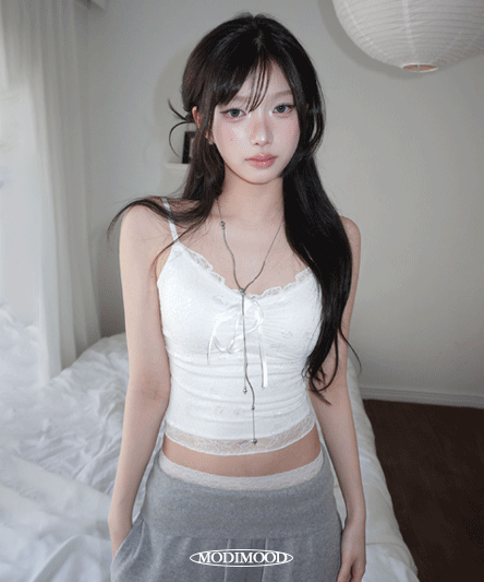 [란제리코어🧚‍♂️/끈조절ok/캡내장]  룩킨 플라워 레이스 나시 - 3color