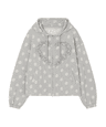 FRILL HEART HOODIE, DOT GREY