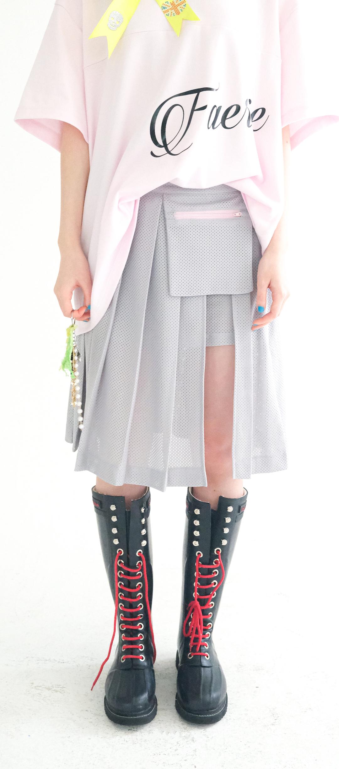 [fa.er.ie] mesh pocket pleats skirt pants (grey)