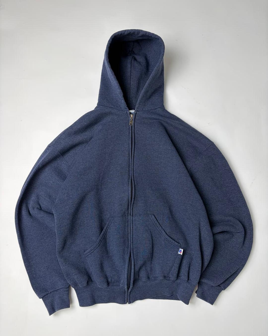90s Russell Zip Up Hoodie (charcoal blue | 후루츠패밀리