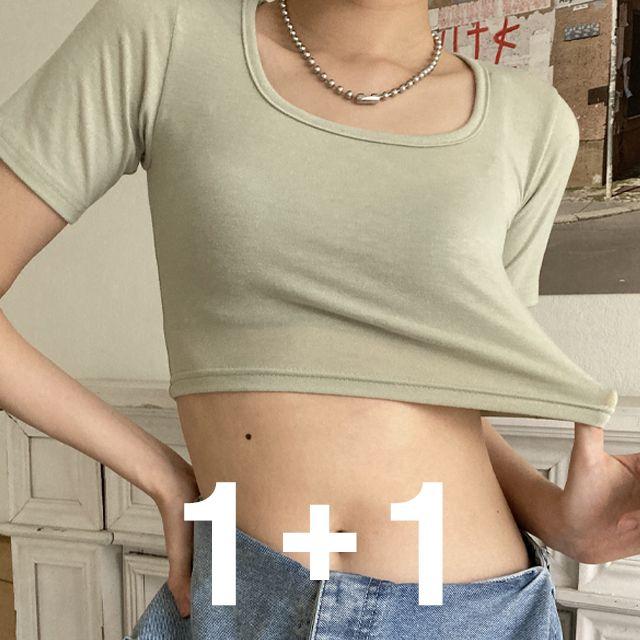 [1+1할인] 베이직 스퀘어넥 크롭 티셔츠 8color