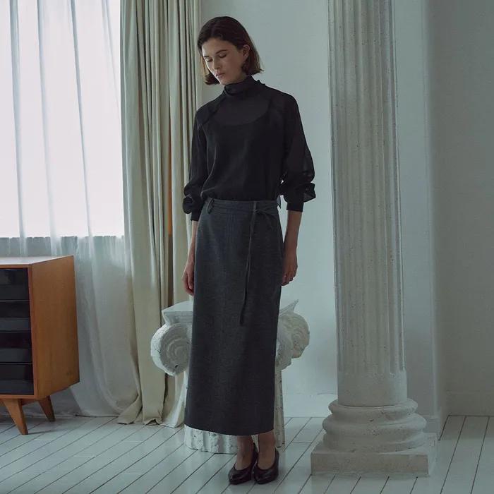 [6차 리오더] Double Stitch Skirt[LMBEAU24SK402]-Charcoal