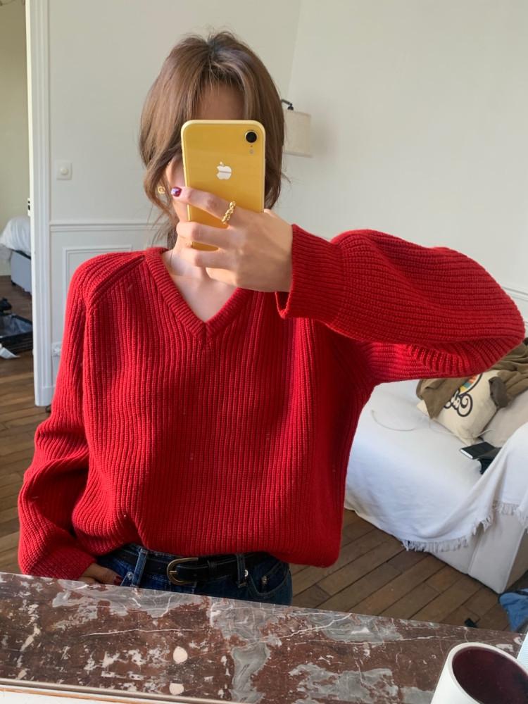 (그레이 당일) 리버티 캐롤 브이넥 니트 4col