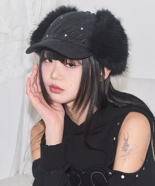 플러피 이어플랩 캡 블랙