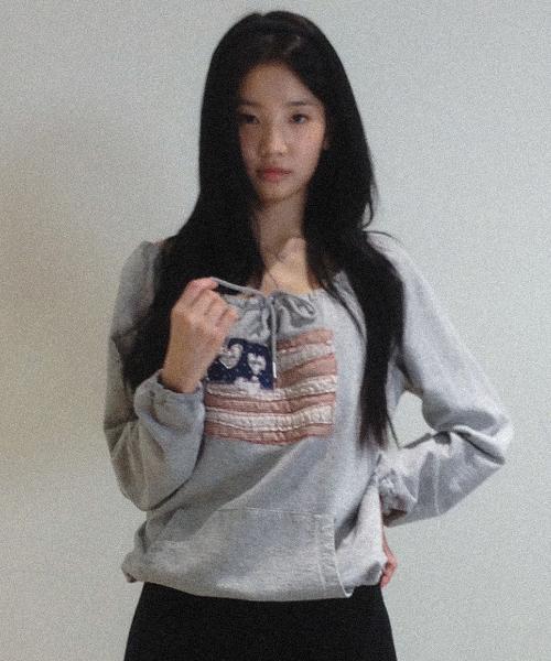 USA Banner String long Sleeve Gray