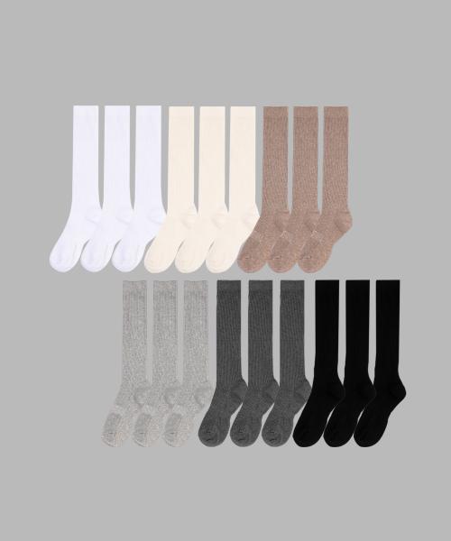 [3PACK] 1507 클래식 트라우져 하이 루즈 삭스 _ 스노우화이트/크림/밀크브라운/그레이/챠콜/블랙