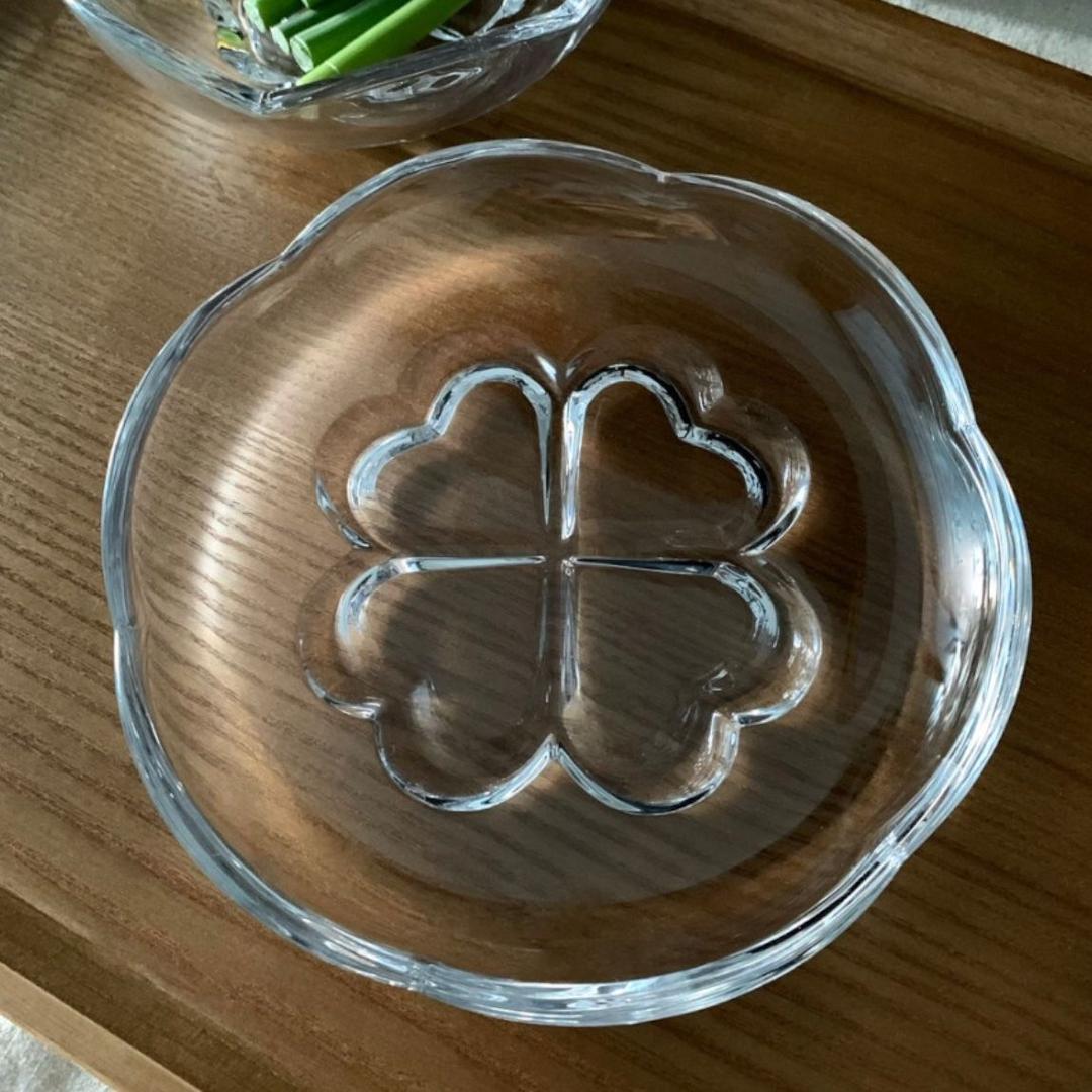 클로버 유리 접시 글라스 디저트 유리그릇 앞접시