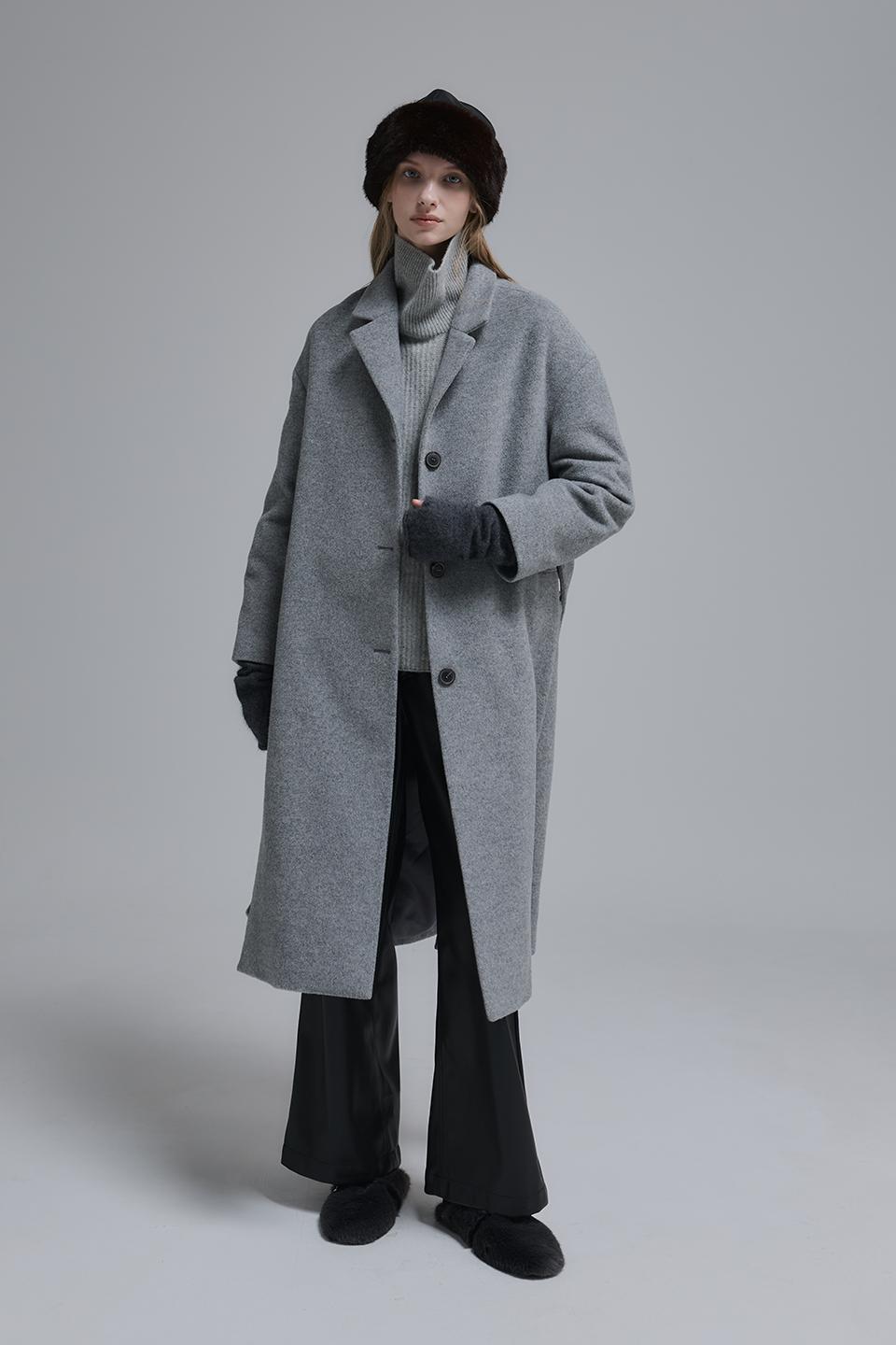 Soho Wool Cashmere Long Coat - Grey