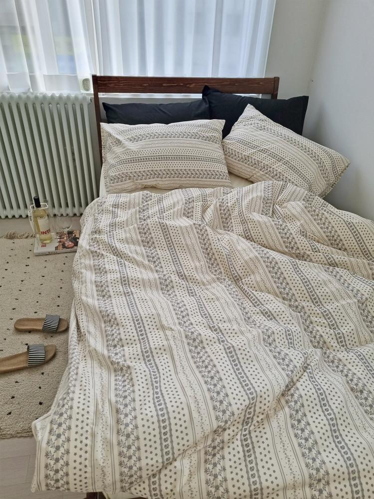 그레이 크로쉐 스트라이프 이불커버 세트 단품