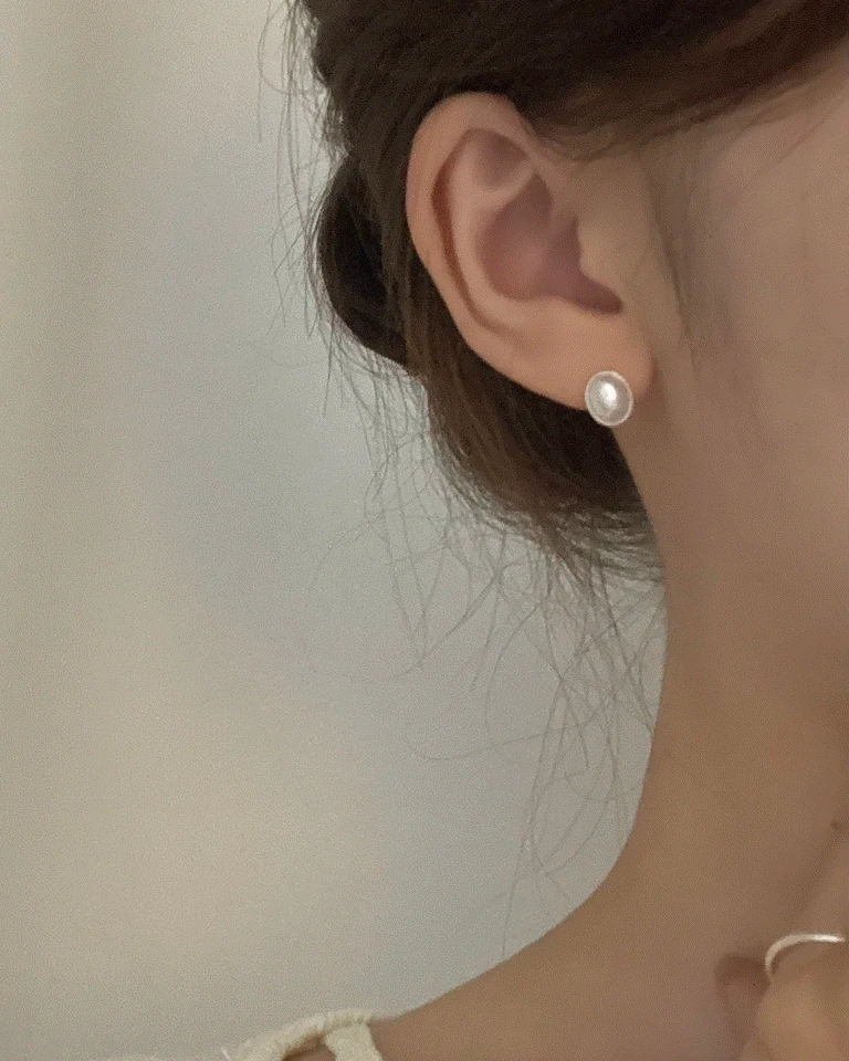 [silver925] 오벌 진주 원터치 귀걸이