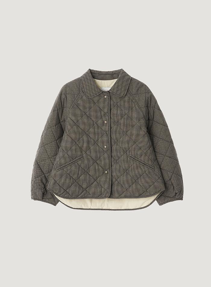 BONBON QUILTING JUMPER_CHECK BROWN