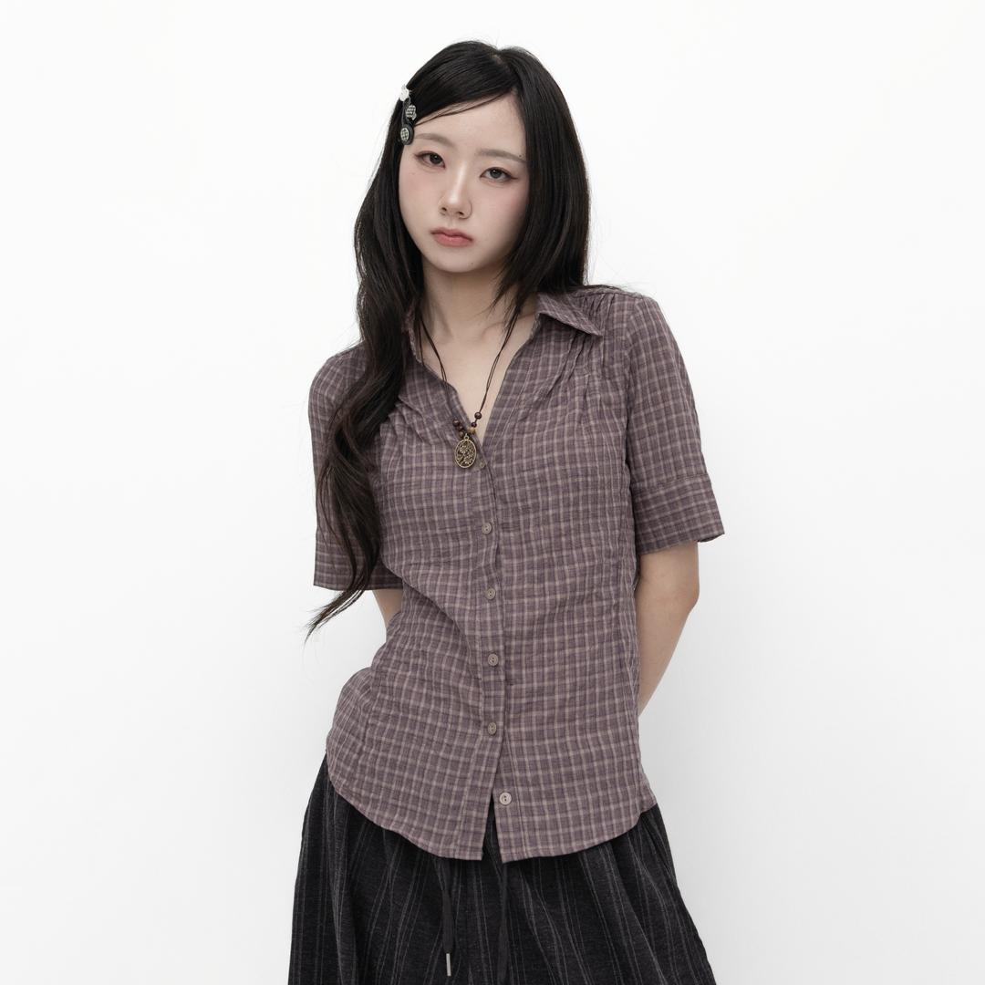 틸데서울 *추천* 로티 빈티지 반팔 체크 셔츠 3color