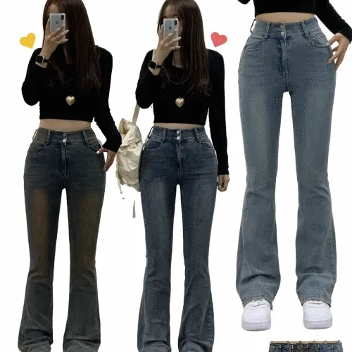 [기장선택/허리잘록/핏보장] 다비 하이웨스트 투버튼 부츠컷 데님팬츠 빅사이즈까지 3단기장 청바지