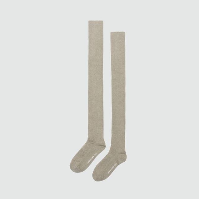 WOOL KNEE SOCKS, BEIGE