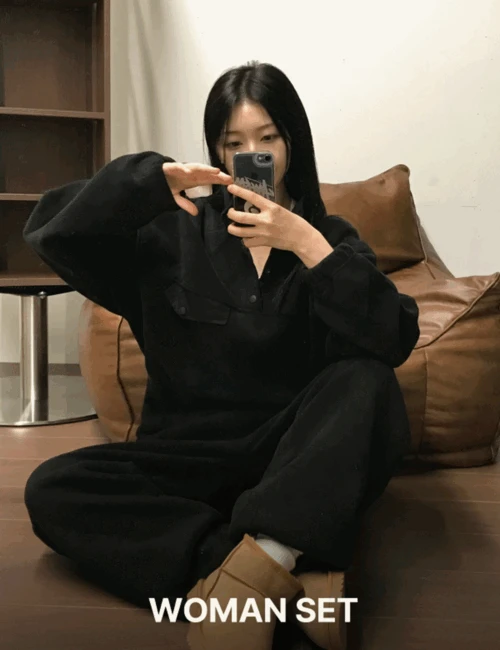 (WOMAN) 웜 부클 후리스 조거팬츠 셋업