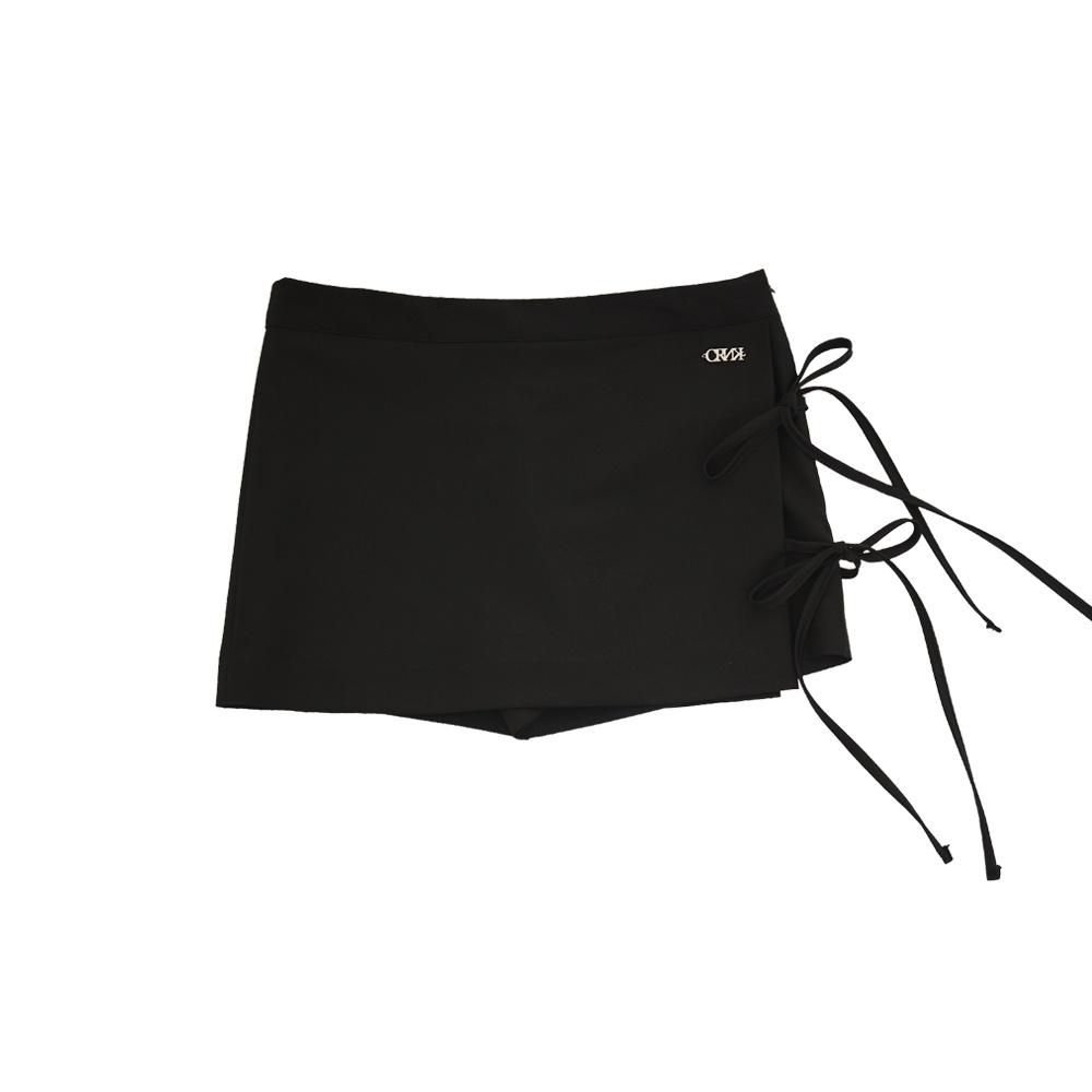 STRING WRAP SKIRT PANTS_BLACK
