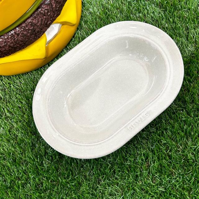 스타우브 캄파뉴 오발 플레이트 25cm 세라믹 카레 접시 화이트 트러플