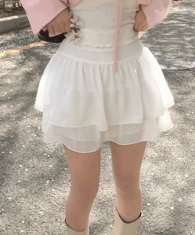 [퀄대박/여리여리] 러블리 쉬폰 미니 캉캉스커트