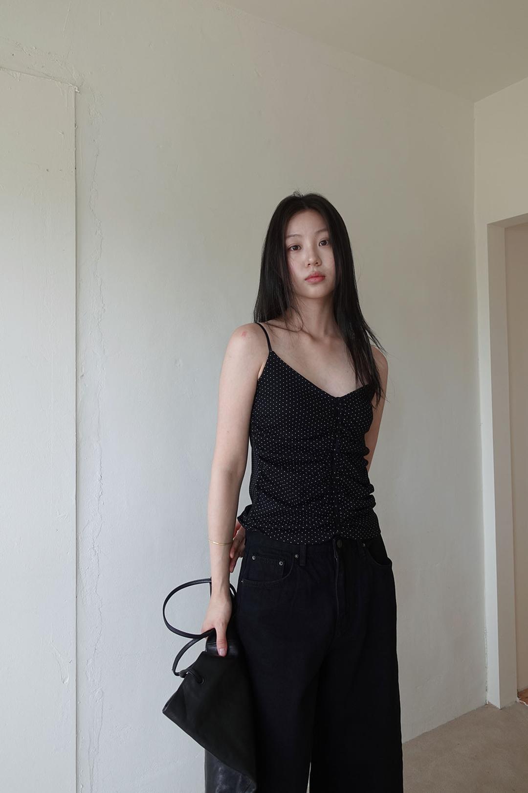 Tiny dot shirring sleeveless -3C