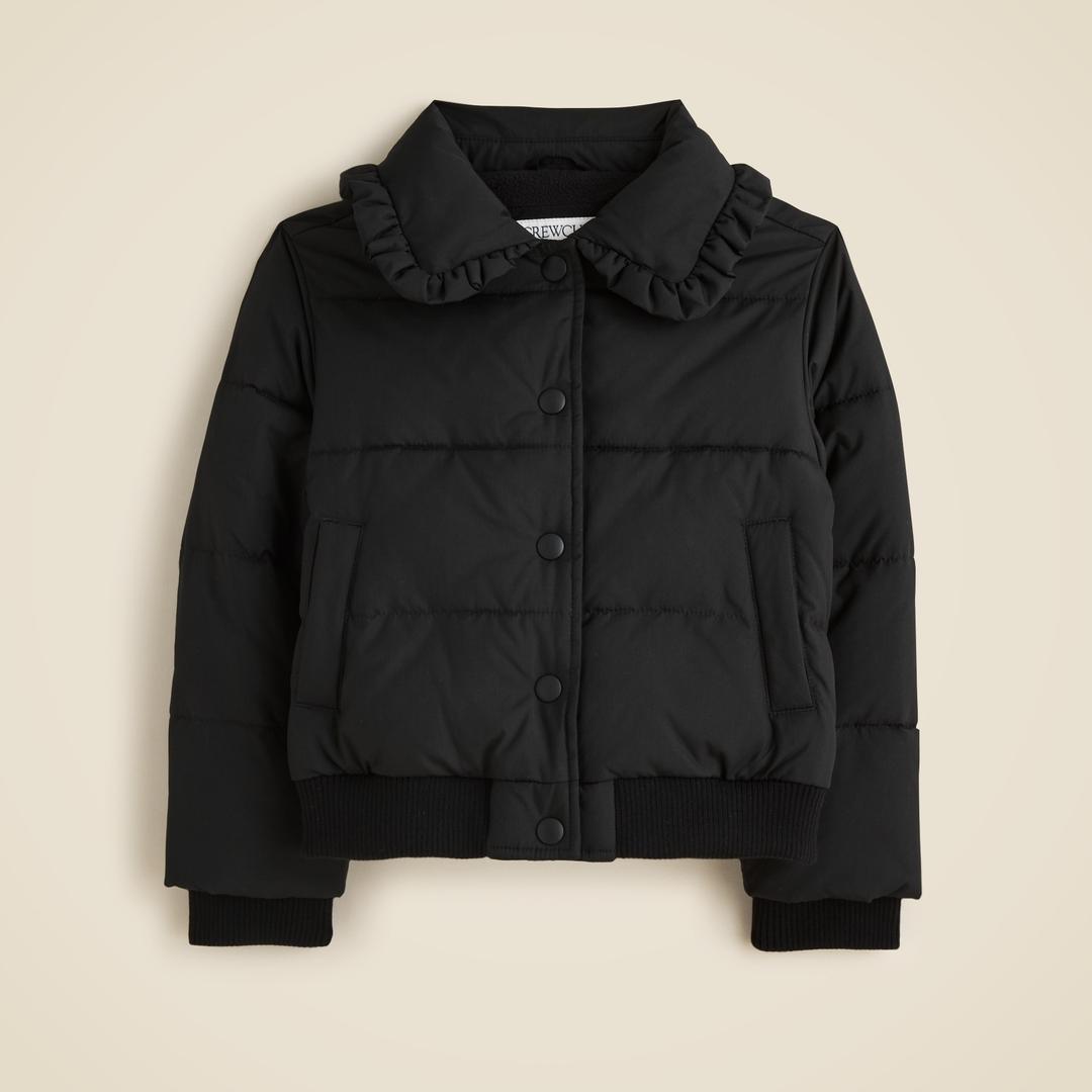 Girls' ruffle-collar puffer jacket with PrimaLoft®