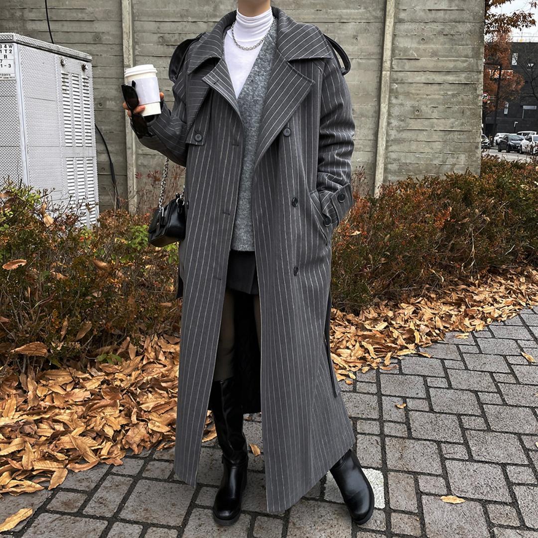 [MADE] 세라 스트라이프 오버 코트 15206