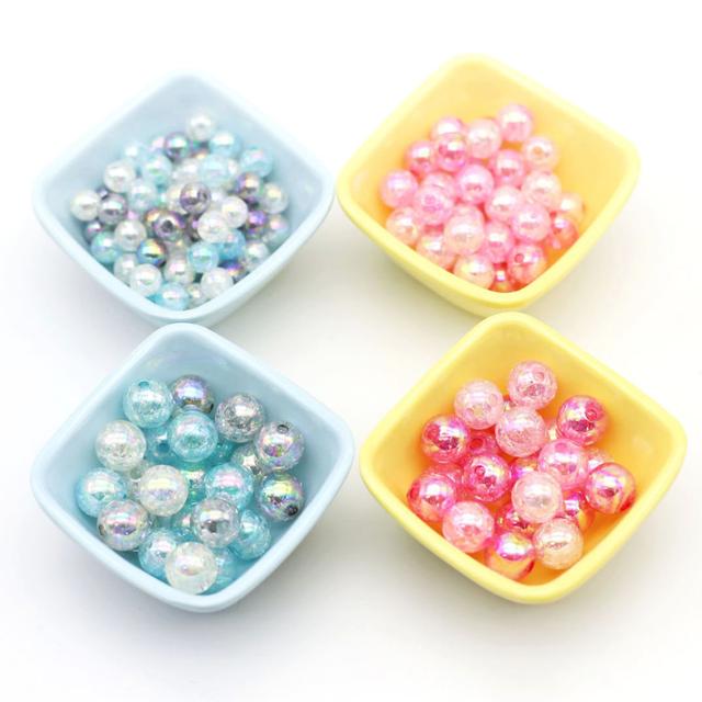 블루계열, 핑크계열 혼합컬러 오로라 코팅 크랙 구슬 8-12mm 20g