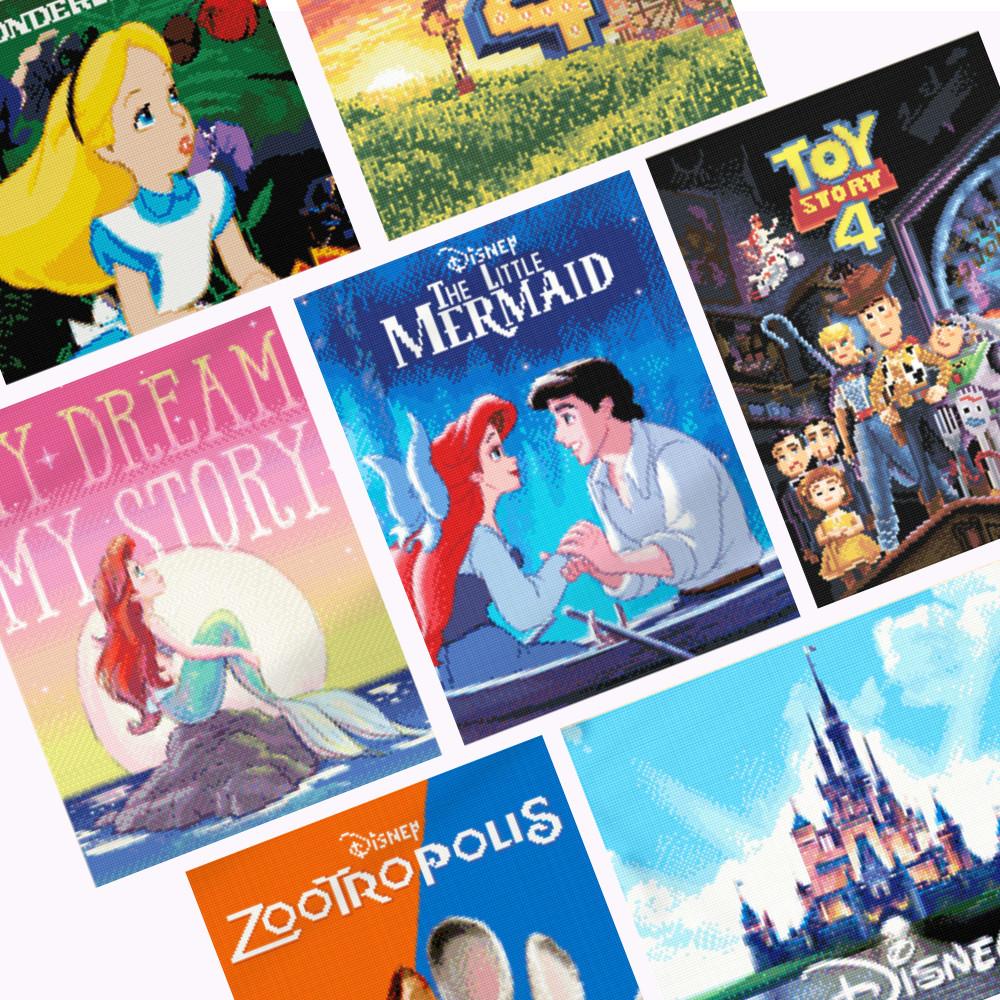 디즈니 보석십자수 어린이 DIY 비즈 캔버스형