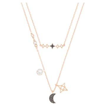 Swarovski Symbolic 네크리스, 세트(2), 달&별, 블랙, 로즈골드 톤 플래팅