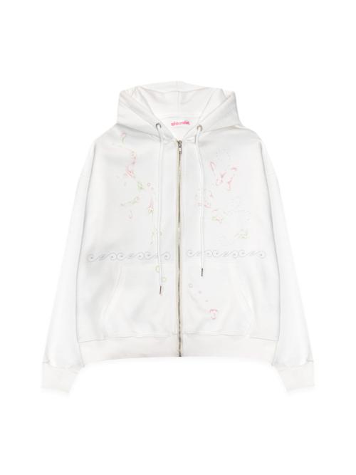 LINEWORK HOODIE ZIP UP WHITE