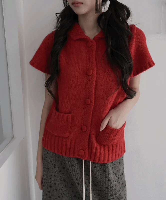 *추천* 차차 빈티지 울 반팔 가디건 3color