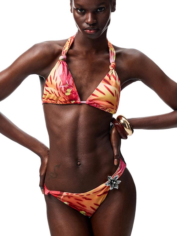 1JINN STUDIO Metallic flower bikini set