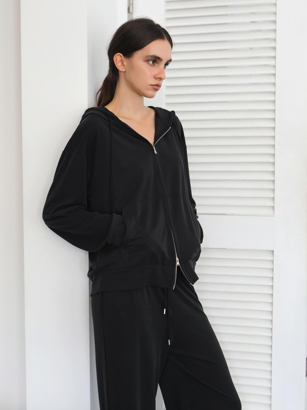 Modal hoodie zipup (차콜블랙)