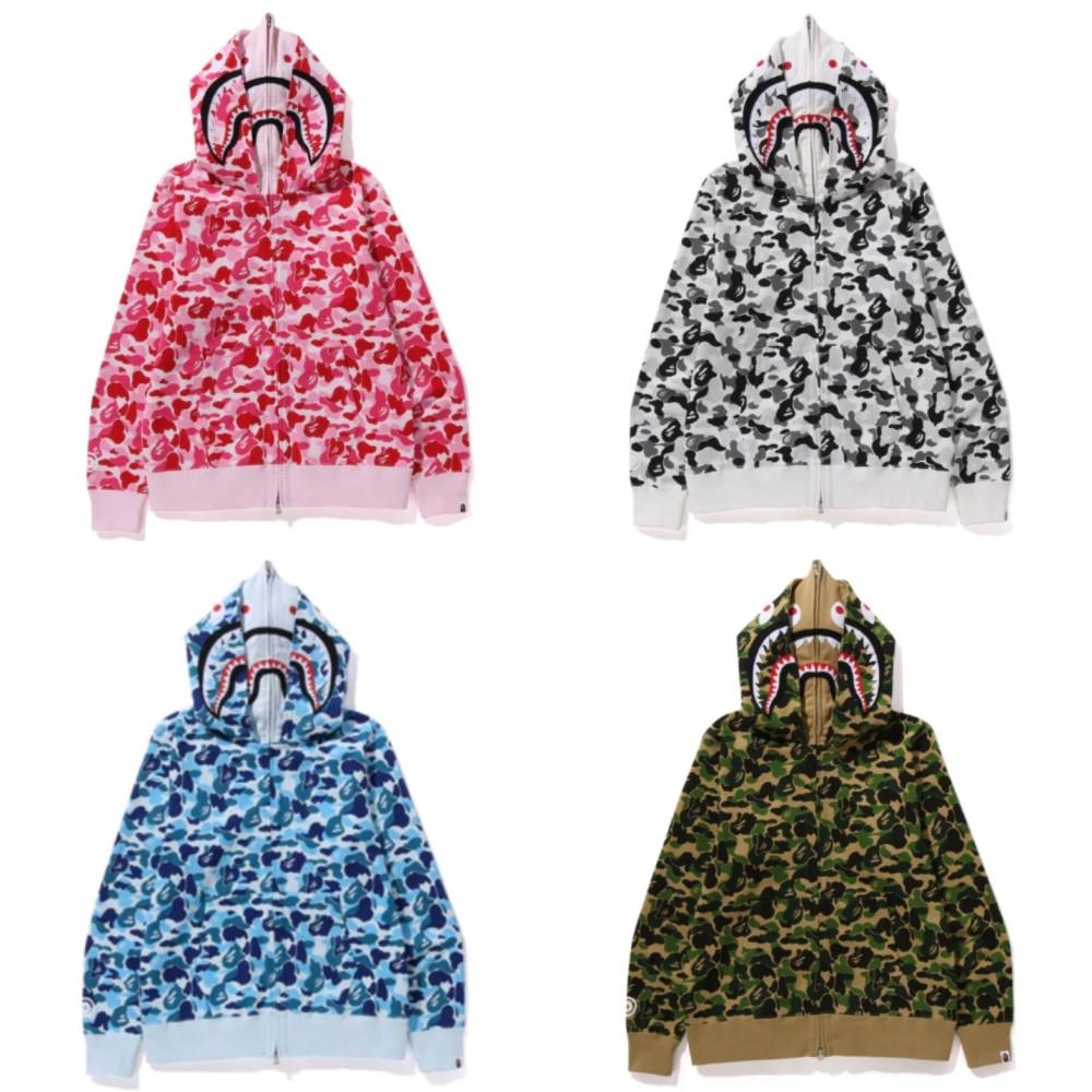 [베이프정품] 샤크후드 베이프 에이비씨 카모 더블 샤크 풀집 후드 BAPE ABC CAMO DOUBLE SHARK FULL ZIP HOODIE