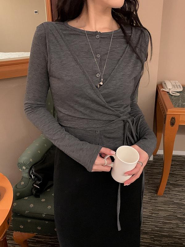 프렌치오브 [하객룩]테누즈 랩 레이어드 가디건 (4color)