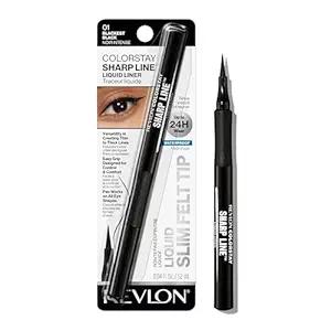 Revlon 리퀴드 아이라이너 펜, 컬러스테이 샤프 라인 아이 메이크업, 방수, 얼룩 방지, 슬림 테이퍼드 팁으로 오래 지속, 샤프 라인