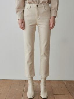 CLEAR SLIM STRAIGHT COTTON PANTS_OATMEAL