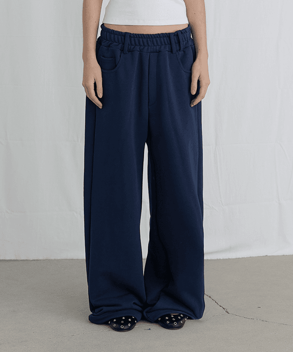 BELT LOOP SWEAT PANTS - NAVY
