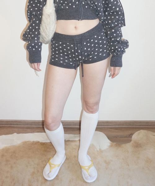 Snowflake Knit Shorts Gray
