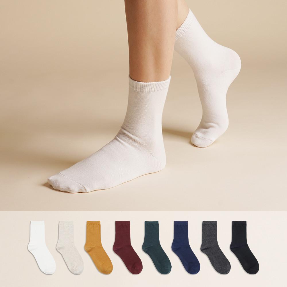 삭피엔스 36g 여자 톡톡한 중목 무지 양말 8켤레 세트 : 삭피엔스