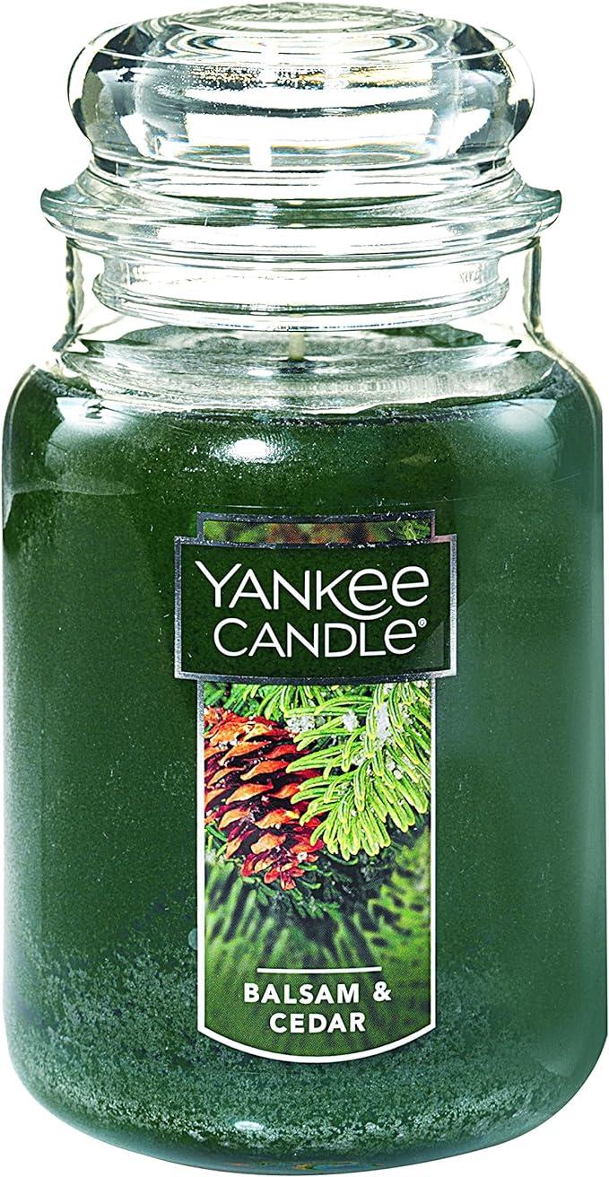 Yankee Candle Balsam & Cedar Scented, Classic 22oz Large Jar Single Wick Candle, Over 110 Hours of Burn Time | Holiday Gifts for All