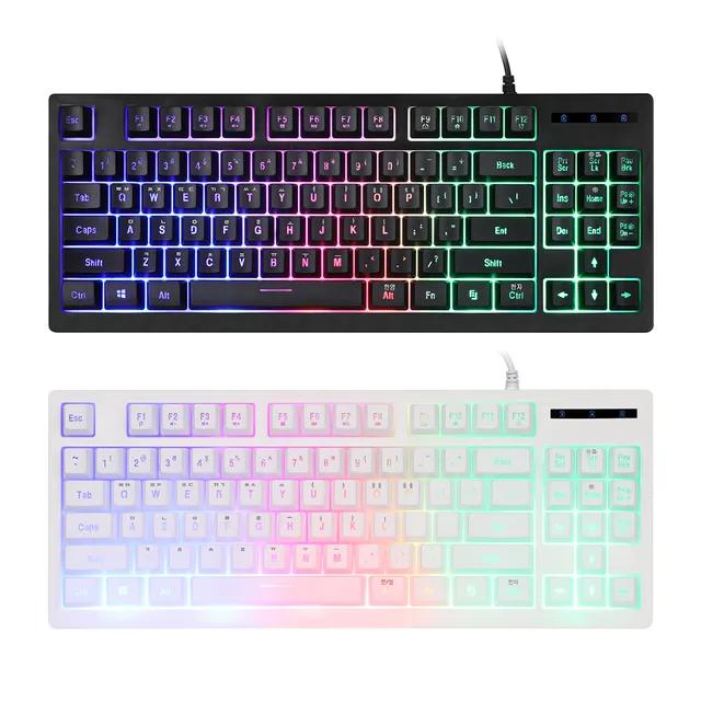 K150 텐키리스 레인보우 LED 게이밍 멤브레인 키보드 블랙