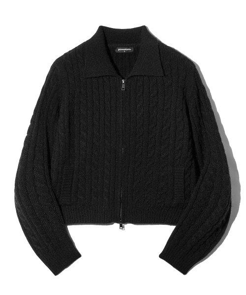 그루브라임(GROOVE RHYME)  (W) CABLE FULL ZIP-UP KNIT (BLACK) [LRSFCTK711M] - 사이즈 & 후기 | 무신사