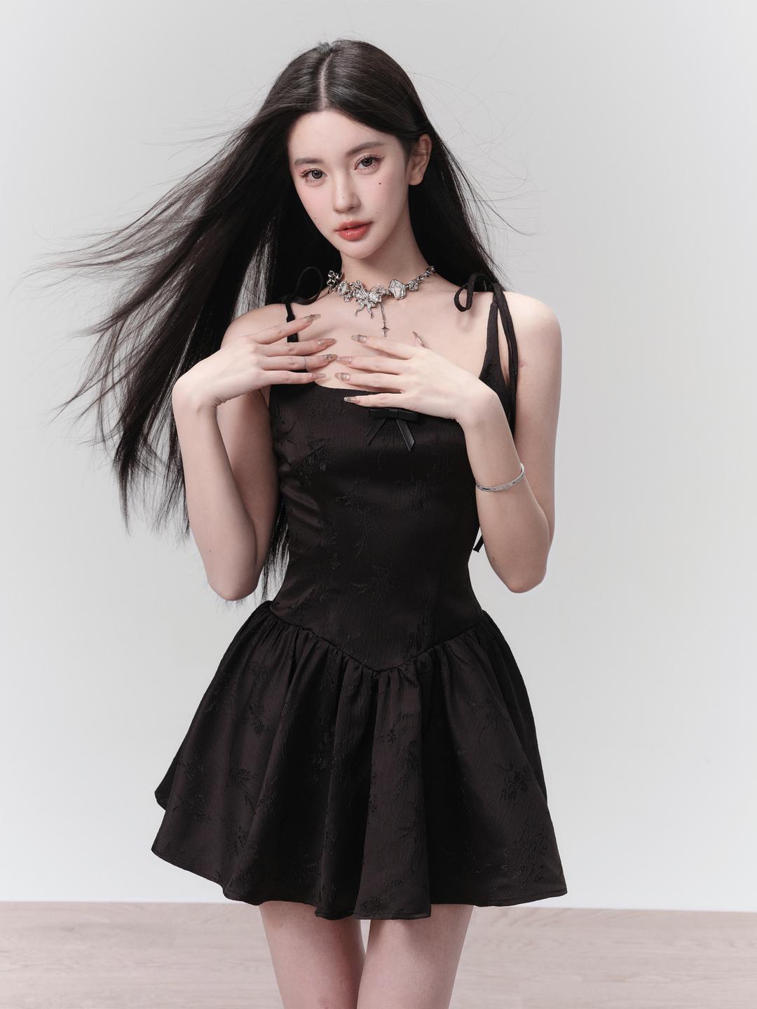 [FRAGILE HEART] Spring Escape - Satin Ribbon Jacquard Soft Dress