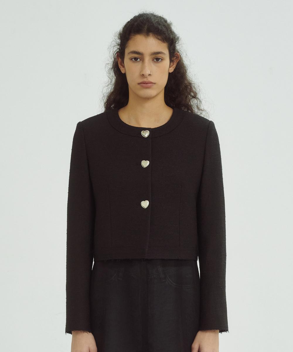 Cutting tweed jacket _ black
