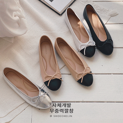 슈슐랭 new 무중력 구름깔창! 투톤 발레리나 리본 플랫슈즈 #트위드 & 실버 컬러 추가 #자체제작