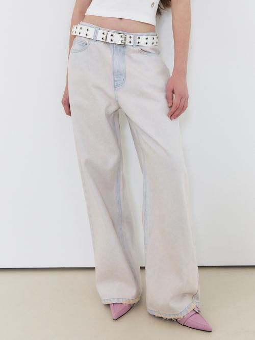 Pink Washed Denim Pants Pink Blue
